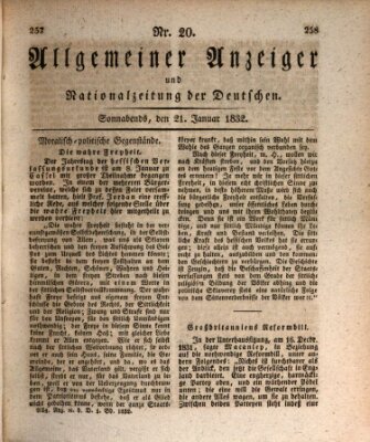 Allgemeiner Anzeiger und Nationalzeitung der Deutschen (Allgemeiner Anzeiger der Deutschen) Samstag 21. Januar 1832