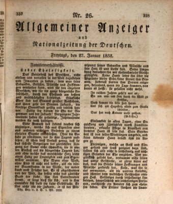 Allgemeiner Anzeiger und Nationalzeitung der Deutschen (Allgemeiner Anzeiger der Deutschen) Freitag 27. Januar 1832