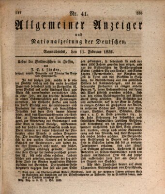 Allgemeiner Anzeiger und Nationalzeitung der Deutschen (Allgemeiner Anzeiger der Deutschen) Samstag 11. Februar 1832