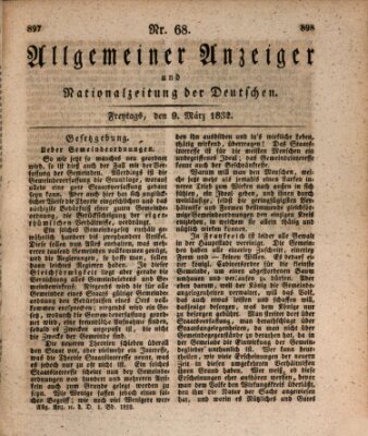 Allgemeiner Anzeiger und Nationalzeitung der Deutschen (Allgemeiner Anzeiger der Deutschen) Freitag 9. März 1832