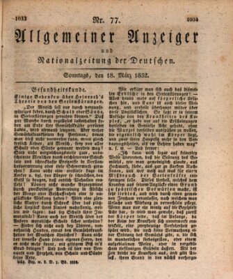 Allgemeiner Anzeiger und Nationalzeitung der Deutschen (Allgemeiner Anzeiger der Deutschen) Sonntag 18. März 1832