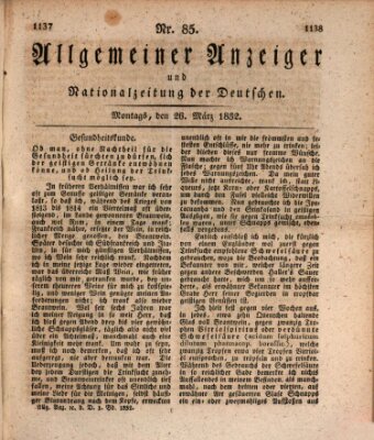 Allgemeiner Anzeiger und Nationalzeitung der Deutschen (Allgemeiner Anzeiger der Deutschen) Montag 26. März 1832