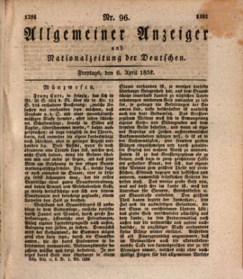 Allgemeiner Anzeiger und Nationalzeitung der Deutschen (Allgemeiner Anzeiger der Deutschen) Freitag 6. April 1832