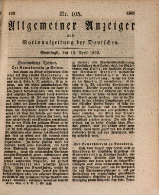 Allgemeiner Anzeiger und Nationalzeitung der Deutschen (Allgemeiner Anzeiger der Deutschen) Sonntag 15. April 1832