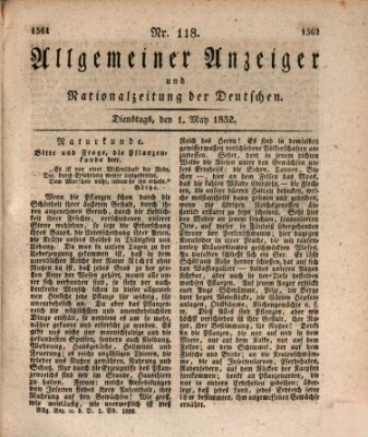 Allgemeiner Anzeiger und Nationalzeitung der Deutschen (Allgemeiner Anzeiger der Deutschen) Dienstag 1. Mai 1832