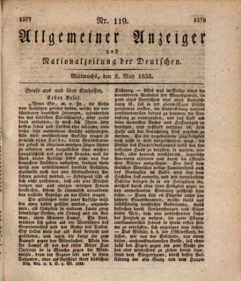Allgemeiner Anzeiger und Nationalzeitung der Deutschen (Allgemeiner Anzeiger der Deutschen) Mittwoch 2. Mai 1832