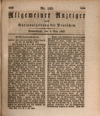 Allgemeiner Anzeiger und Nationalzeitung der Deutschen (Allgemeiner Anzeiger der Deutschen) Donnerstag 3. Mai 1832