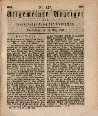 Allgemeiner Anzeiger und Nationalzeitung der Deutschen (Allgemeiner Anzeiger der Deutschen) Donnerstag 10. Mai 1832