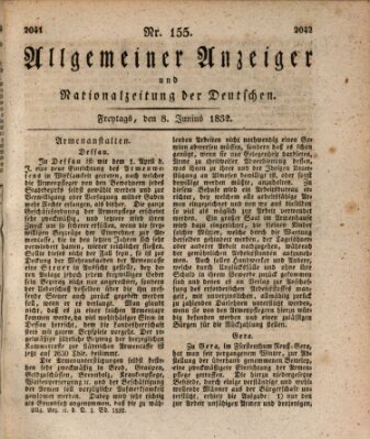 Allgemeiner Anzeiger und Nationalzeitung der Deutschen (Allgemeiner Anzeiger der Deutschen) Freitag 8. Juni 1832