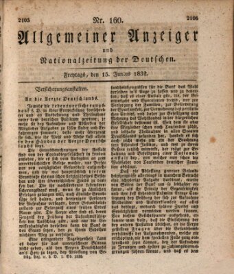 Allgemeiner Anzeiger und Nationalzeitung der Deutschen (Allgemeiner Anzeiger der Deutschen) Freitag 15. Juni 1832