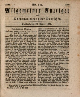 Allgemeiner Anzeiger und Nationalzeitung der Deutschen (Allgemeiner Anzeiger der Deutschen) Freitag 29. Juni 1832