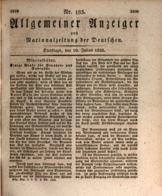 Allgemeiner Anzeiger und Nationalzeitung der Deutschen (Allgemeiner Anzeiger der Deutschen) Dienstag 10. Juli 1832