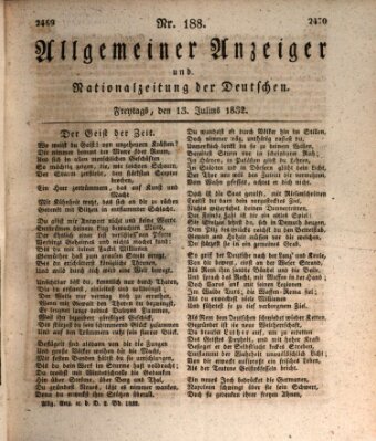 Allgemeiner Anzeiger und Nationalzeitung der Deutschen (Allgemeiner Anzeiger der Deutschen) Freitag 13. Juli 1832