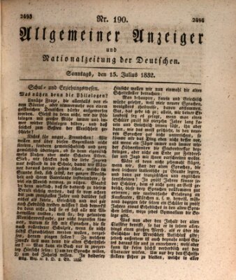 Allgemeiner Anzeiger und Nationalzeitung der Deutschen (Allgemeiner Anzeiger der Deutschen) Sonntag 15. Juli 1832