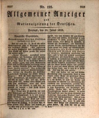 Allgemeiner Anzeiger und Nationalzeitung der Deutschen (Allgemeiner Anzeiger der Deutschen) Freitag 20. Juli 1832