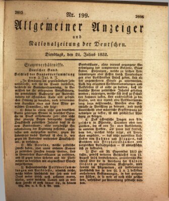 Allgemeiner Anzeiger und Nationalzeitung der Deutschen (Allgemeiner Anzeiger der Deutschen) Dienstag 24. Juli 1832