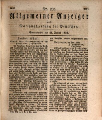 Allgemeiner Anzeiger und Nationalzeitung der Deutschen (Allgemeiner Anzeiger der Deutschen) Samstag 28. Juli 1832