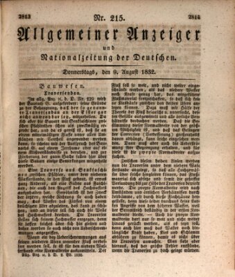 Allgemeiner Anzeiger und Nationalzeitung der Deutschen (Allgemeiner Anzeiger der Deutschen) Donnerstag 9. August 1832