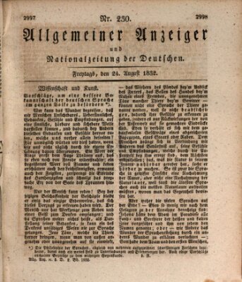 Allgemeiner Anzeiger und Nationalzeitung der Deutschen (Allgemeiner Anzeiger der Deutschen) Freitag 24. August 1832