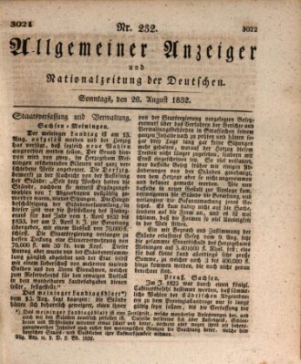 Allgemeiner Anzeiger und Nationalzeitung der Deutschen (Allgemeiner Anzeiger der Deutschen) Sonntag 26. August 1832