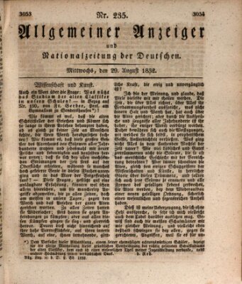 Allgemeiner Anzeiger und Nationalzeitung der Deutschen (Allgemeiner Anzeiger der Deutschen) Mittwoch 29. August 1832