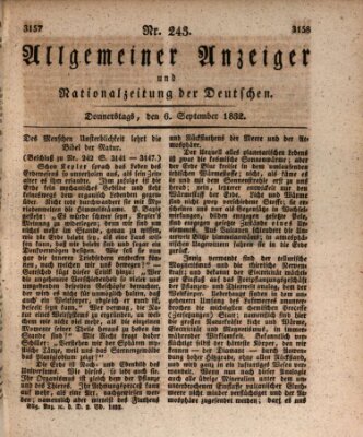 Allgemeiner Anzeiger und Nationalzeitung der Deutschen (Allgemeiner Anzeiger der Deutschen) Donnerstag 6. September 1832