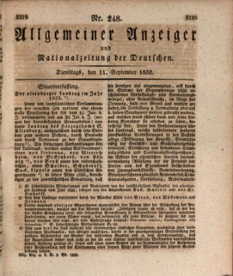 Allgemeiner Anzeiger und Nationalzeitung der Deutschen (Allgemeiner Anzeiger der Deutschen) Dienstag 11. September 1832