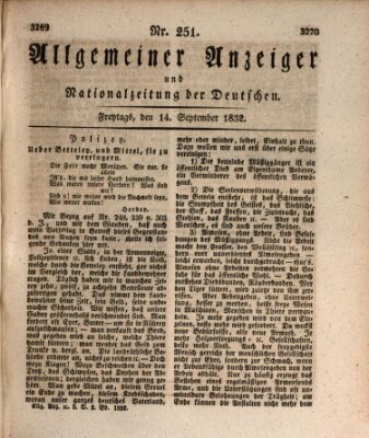 Allgemeiner Anzeiger und Nationalzeitung der Deutschen (Allgemeiner Anzeiger der Deutschen) Freitag 14. September 1832