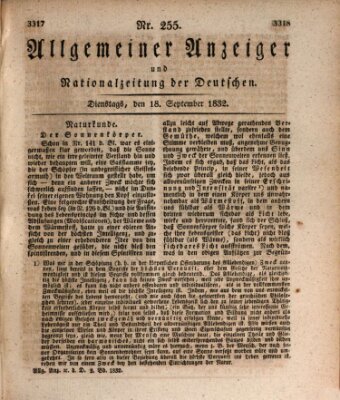 Allgemeiner Anzeiger und Nationalzeitung der Deutschen (Allgemeiner Anzeiger der Deutschen) Dienstag 18. September 1832