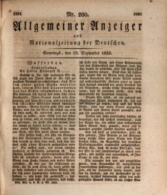 Allgemeiner Anzeiger und Nationalzeitung der Deutschen (Allgemeiner Anzeiger der Deutschen) Sonntag 23. September 1832