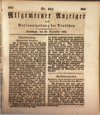 Allgemeiner Anzeiger und Nationalzeitung der Deutschen (Allgemeiner Anzeiger der Deutschen) Dienstag 25. September 1832