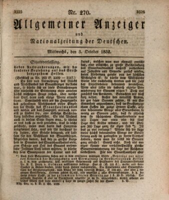 Allgemeiner Anzeiger und Nationalzeitung der Deutschen (Allgemeiner Anzeiger der Deutschen) Mittwoch 3. Oktober 1832