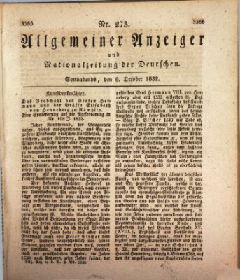 Allgemeiner Anzeiger und Nationalzeitung der Deutschen (Allgemeiner Anzeiger der Deutschen) Samstag 6. Oktober 1832