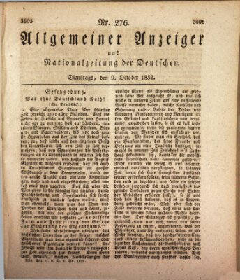 Allgemeiner Anzeiger und Nationalzeitung der Deutschen (Allgemeiner Anzeiger der Deutschen) Dienstag 9. Oktober 1832