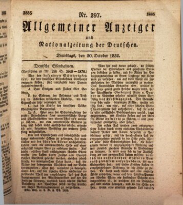 Allgemeiner Anzeiger und Nationalzeitung der Deutschen (Allgemeiner Anzeiger der Deutschen) Dienstag 30. Oktober 1832