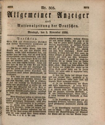 Allgemeiner Anzeiger und Nationalzeitung der Deutschen (Allgemeiner Anzeiger der Deutschen) Montag 5. November 1832