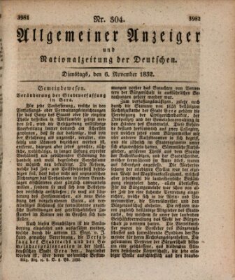 Allgemeiner Anzeiger und Nationalzeitung der Deutschen (Allgemeiner Anzeiger der Deutschen) Dienstag 6. November 1832