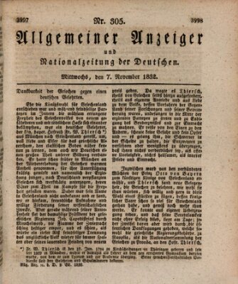 Allgemeiner Anzeiger und Nationalzeitung der Deutschen (Allgemeiner Anzeiger der Deutschen) Mittwoch 7. November 1832