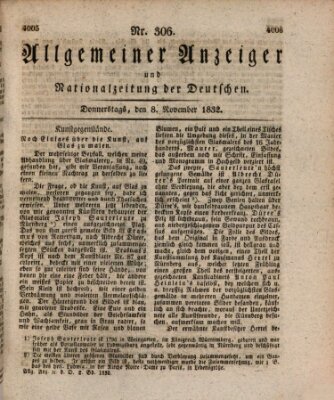 Allgemeiner Anzeiger und Nationalzeitung der Deutschen (Allgemeiner Anzeiger der Deutschen) Donnerstag 8. November 1832