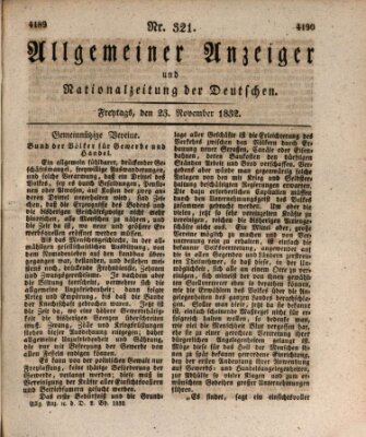 Allgemeiner Anzeiger und Nationalzeitung der Deutschen (Allgemeiner Anzeiger der Deutschen) Freitag 23. November 1832