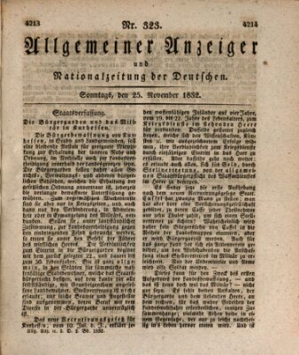 Allgemeiner Anzeiger und Nationalzeitung der Deutschen (Allgemeiner Anzeiger der Deutschen) Sonntag 25. November 1832