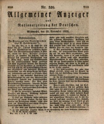 Allgemeiner Anzeiger und Nationalzeitung der Deutschen (Allgemeiner Anzeiger der Deutschen) Mittwoch 28. November 1832