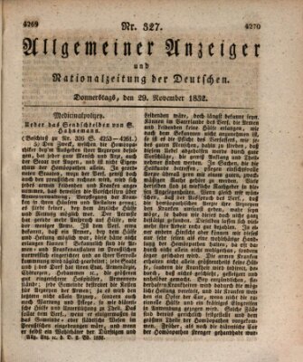 Allgemeiner Anzeiger und Nationalzeitung der Deutschen (Allgemeiner Anzeiger der Deutschen) Donnerstag 29. November 1832