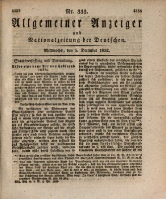 Allgemeiner Anzeiger und Nationalzeitung der Deutschen (Allgemeiner Anzeiger der Deutschen) Mittwoch 5. Dezember 1832