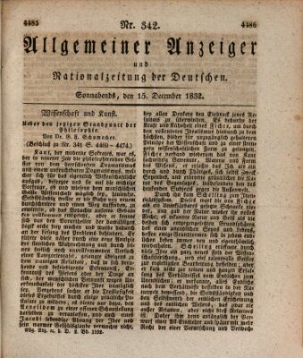 Allgemeiner Anzeiger und Nationalzeitung der Deutschen (Allgemeiner Anzeiger der Deutschen) Samstag 15. Dezember 1832