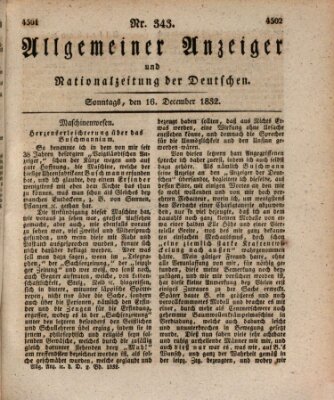 Allgemeiner Anzeiger und Nationalzeitung der Deutschen (Allgemeiner Anzeiger der Deutschen) Sonntag 16. Dezember 1832