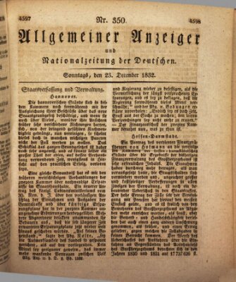 Allgemeiner Anzeiger und Nationalzeitung der Deutschen (Allgemeiner Anzeiger der Deutschen) Sonntag 23. Dezember 1832