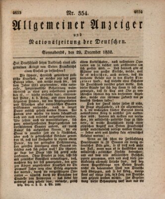 Allgemeiner Anzeiger und Nationalzeitung der Deutschen (Allgemeiner Anzeiger der Deutschen) Samstag 29. Dezember 1832