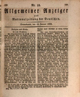 Allgemeiner Anzeiger und Nationalzeitung der Deutschen (Allgemeiner Anzeiger der Deutschen) Samstag 19. Januar 1833