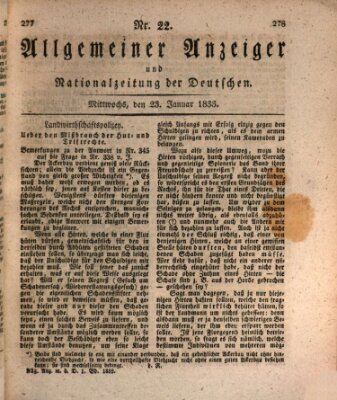 Allgemeiner Anzeiger und Nationalzeitung der Deutschen (Allgemeiner Anzeiger der Deutschen) Mittwoch 23. Januar 1833